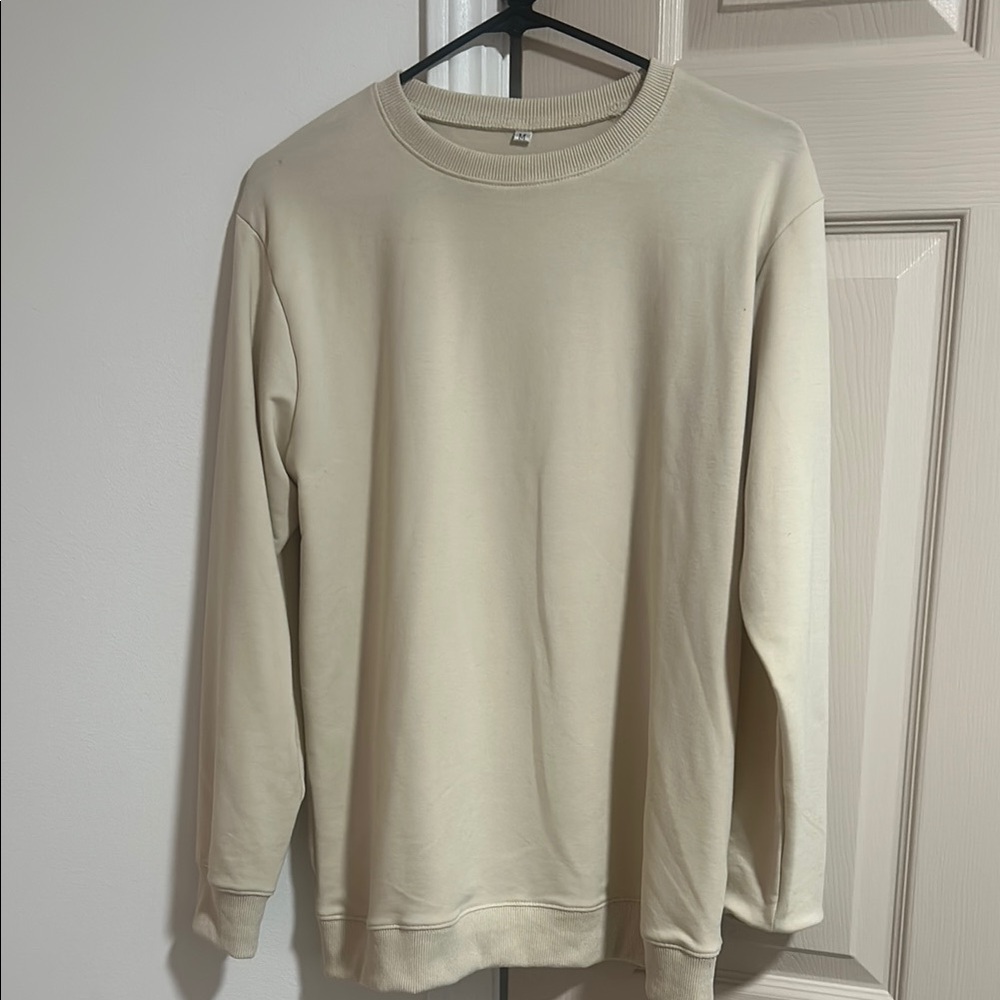 Cream Crewneck Sweater with Relaxed Fit